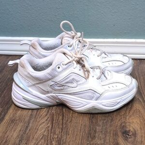 Nike M2K Tekno Triple White Pure Platinum Sneakers Women's Size 9 EUC (Mens 7.5)